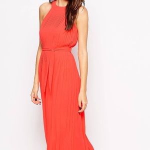 ASOS Pleated Maxi Dress in Coral